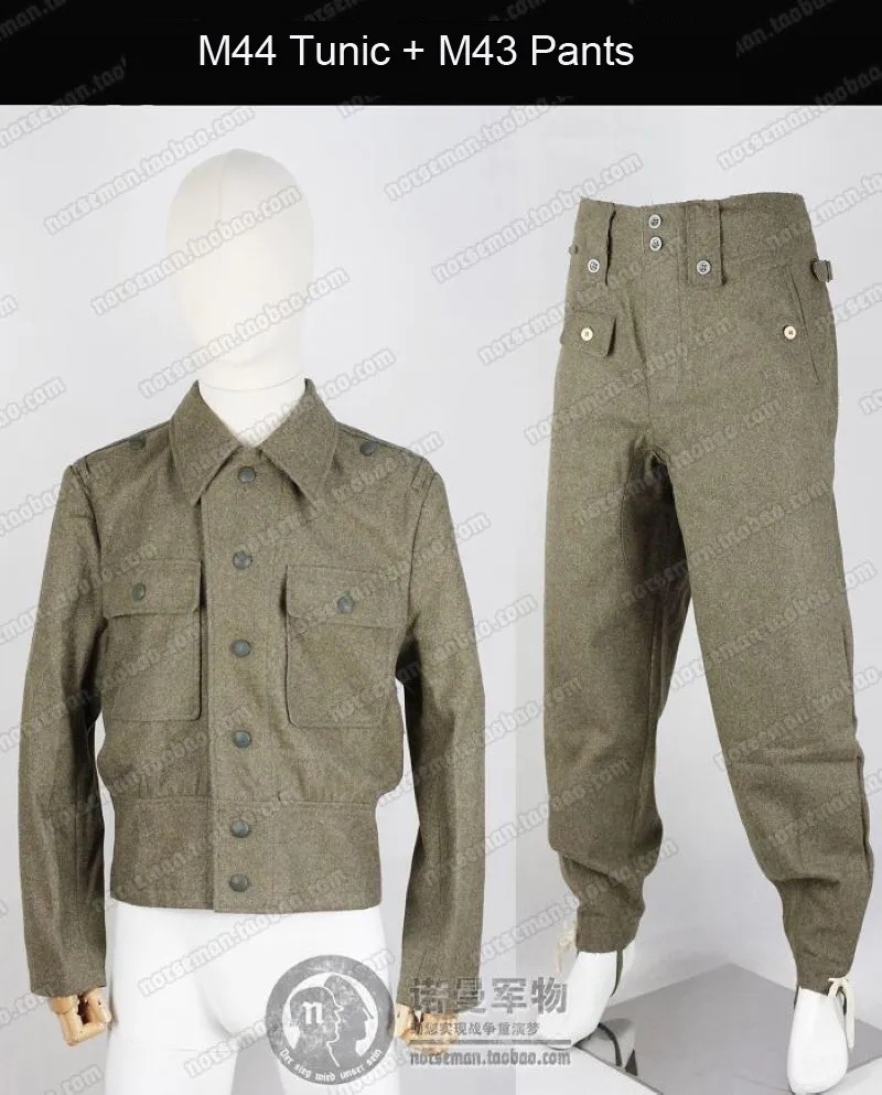 Reproduction Cosplay German M44 Late Field Grey Wool Field Blouse Suit Tunic M43 Pants WH/Elite Shoulder Straps M43 Field Caps