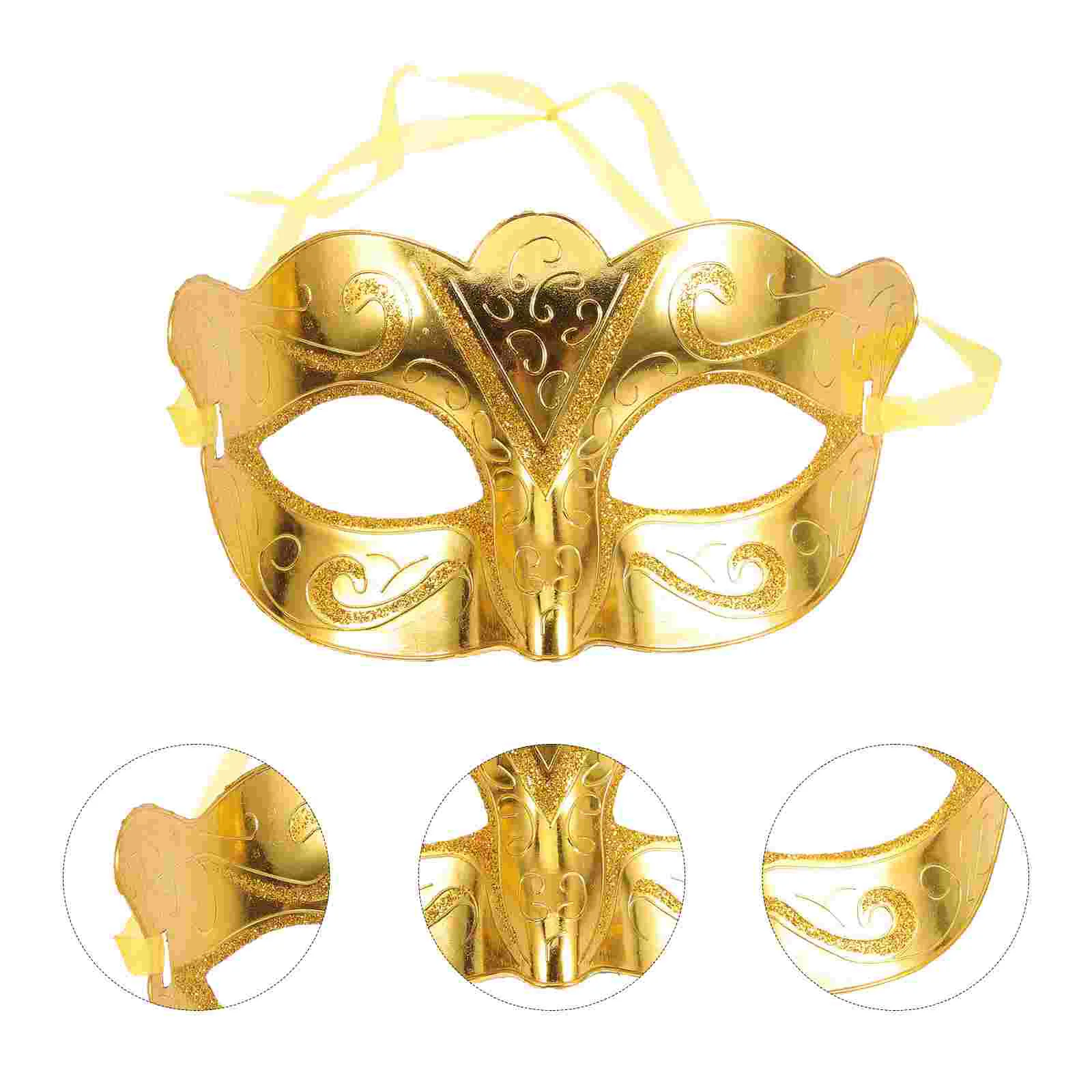 

24 Pcs Cake Mini Mask Man Masquerade Halloween Gold Pastel Painting Party Supply