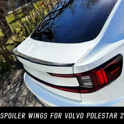 For Volvo Polestar 2 True 2020-2024 Real Carbon Fibe Rear Trunk Lid Boot Ducktail Lip Spoiler Wings Car Tuning Accessories Part