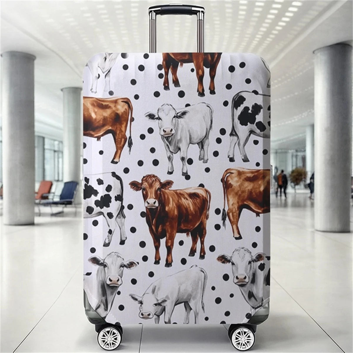 

Защитный чехол для багажа с коровьим принтом, подходит для чемоданов 18-32 дюймов, чехлы для ручек чемоданов, дорожные аксессуары.
