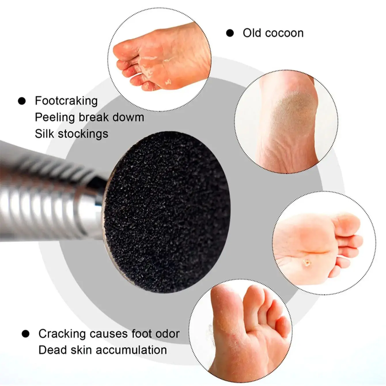 20mm 100Pcs Sanding Paper With Disk Shaft Set For Pedicure Tool Cuticle Callus Remove Tool Electric Foot Care Sanding Paper Disc