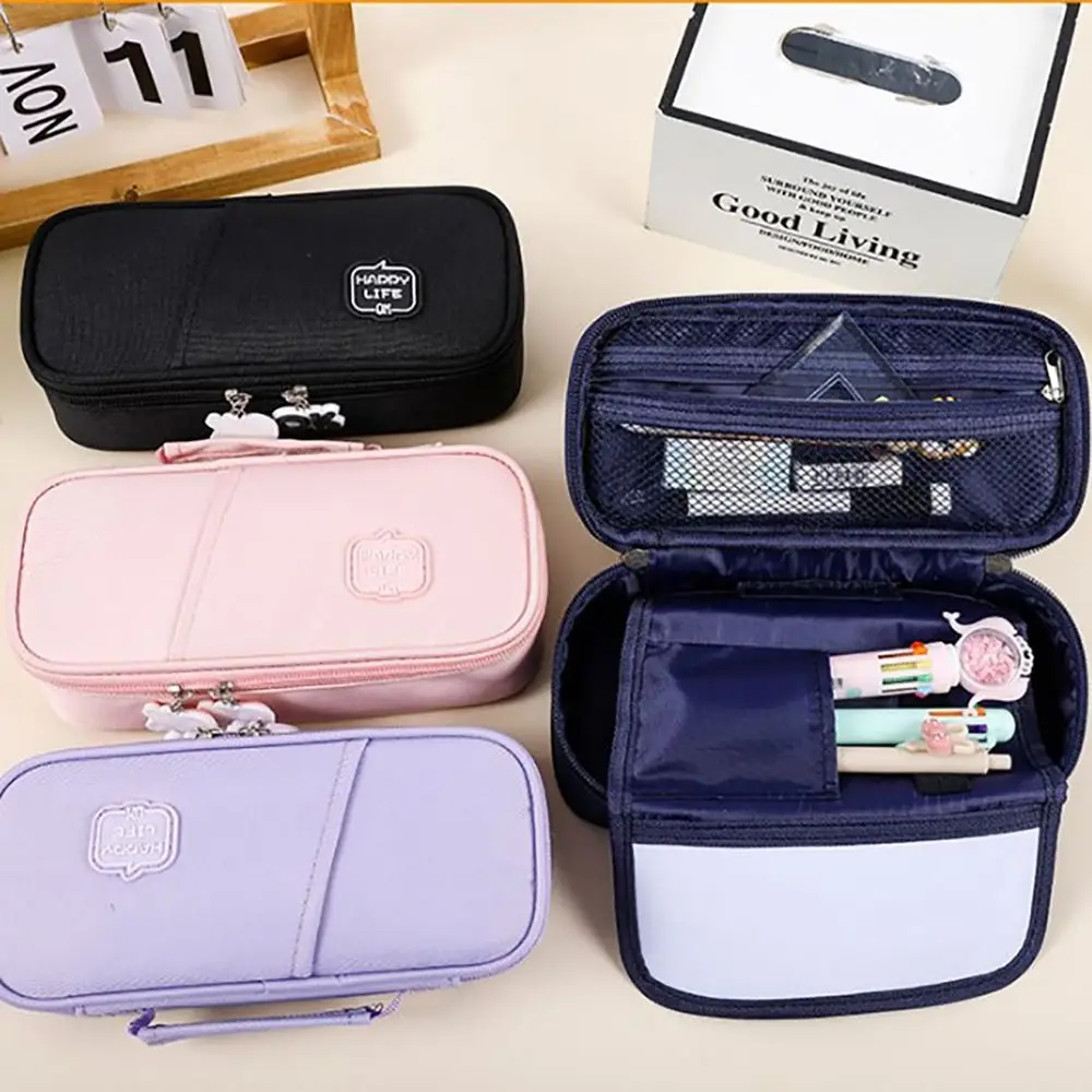 

Canvas Large Capacity Pencil Case Multi-functional with Handle Stationery Organize with Writing Board Stationery Storage Bag