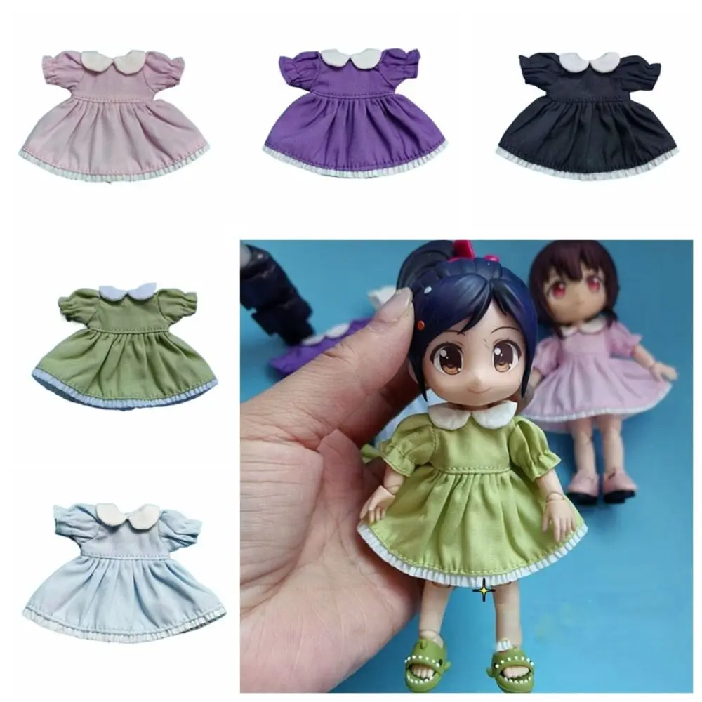 

Doll Accessories Puff Sleeve Doll Clothes Pure Color Handmade OB11 Skirt Causal Wear Decoration Doll Dresses 1/12 BJD