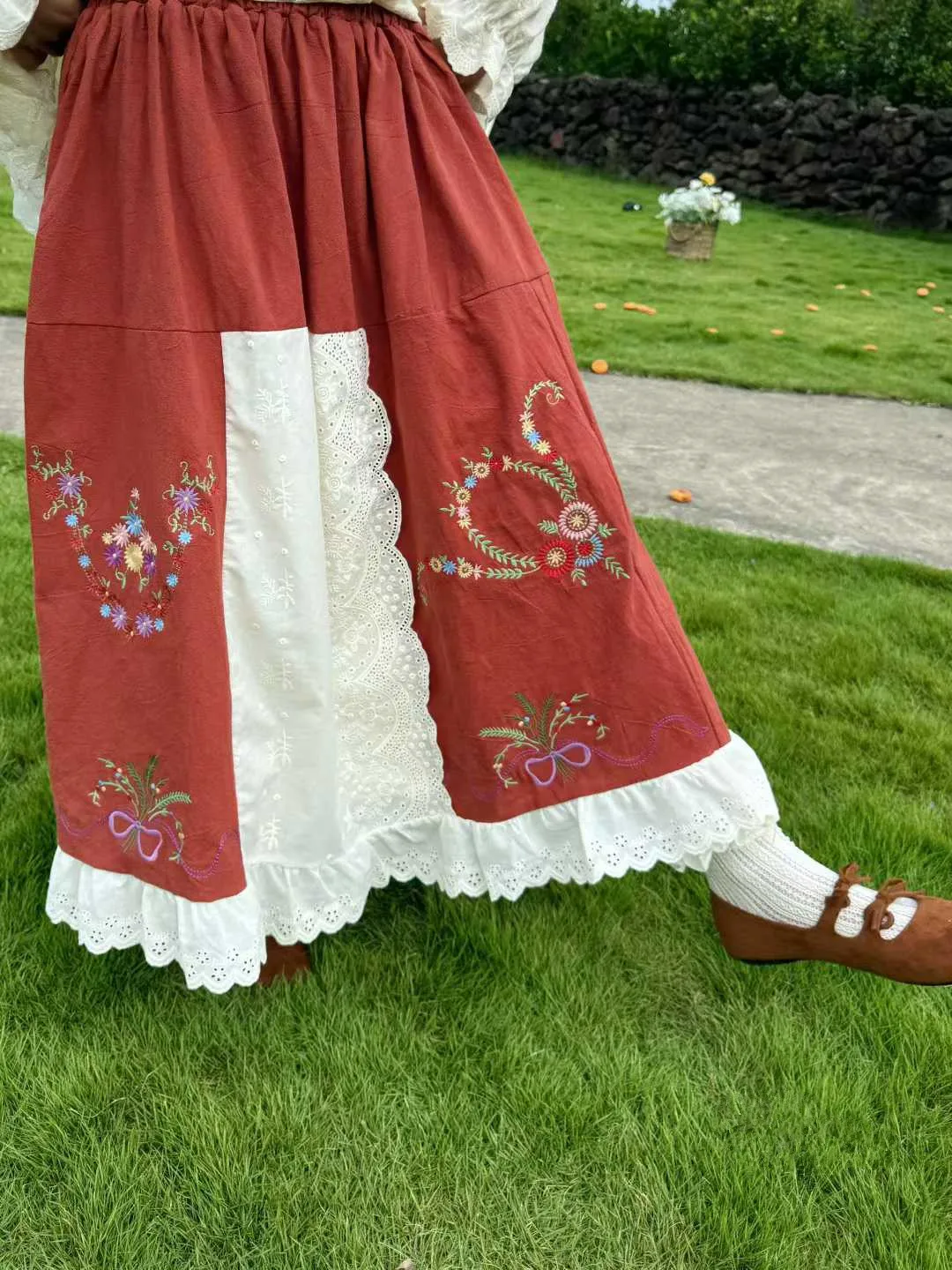 

Зимние винтажные милые свободные повседневные длинные юбки в стиле Лолита Мори, женские кружевные юбки Kawaii Lolita для девочек, женские