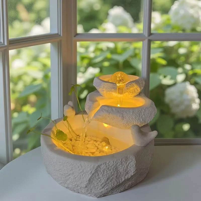 Feng Shui Wealth Ball with Flowing Water Modern Mini Tabletop Fountain Home Office Decor Desktop Lucky Money Attracting Ornament - view 2