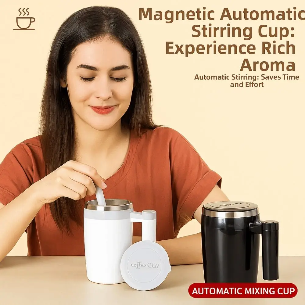 

Temperature Measurement Automatic Stirring Cup Digital Display Comfortable Handle Coffee Mug Heat-resistant USB Rechargeable