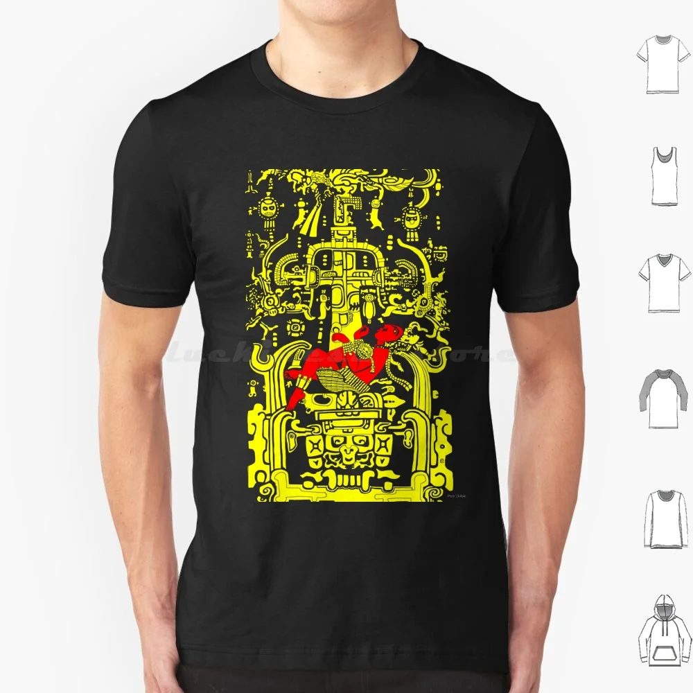 Ancient Astronaut-Yellow & Red Version T Shirt Cotton Men Women DIY Print Ancient Astronaut Red Yellow Black Indian Peru Aztecs