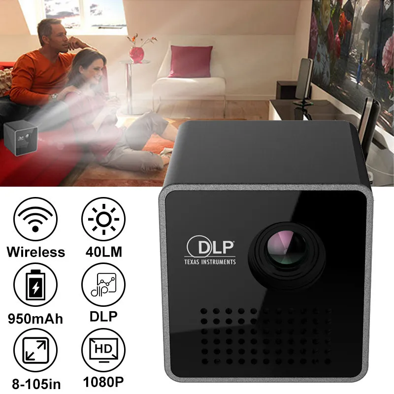 

UNIC P1S WIFI Wireless Pocket DLP Mini Portable Projector 40 Ansi Lumens Micro Miracast DLNA Video Projector UNIC P1 + H Wifi