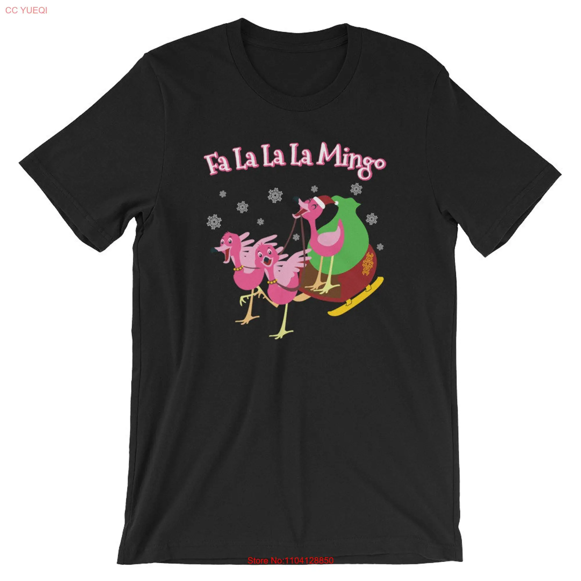 Fa La Mingo T Shirt Funny Pink Flamingo Christmas Kids Holiday Idea long or short sleeves