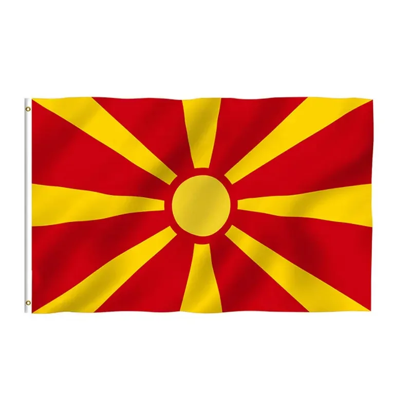 Macedonia Republic Flag Vivid Color Double Stitched Internal Macedonian Revolutionary Organisation Flags with Brass Grommets