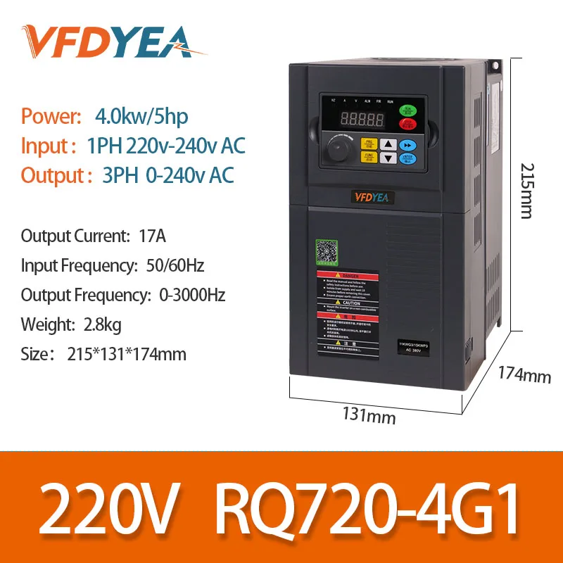 

High Performance Heavy load vector VFD 4kw/5.5KW Inverter 220V 3PH Output Converter Variable Frequency Drive