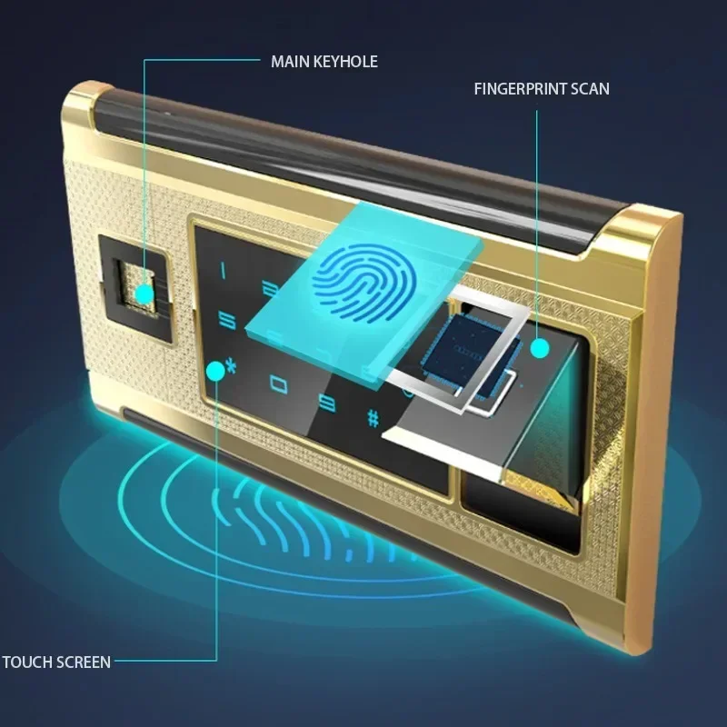 Caja de seguridad antirrobo para el hogar, totalmente de acero, contraseña de huella digital para oficina, caja fuerte en la pared, acero inoxidable, 1m de altura