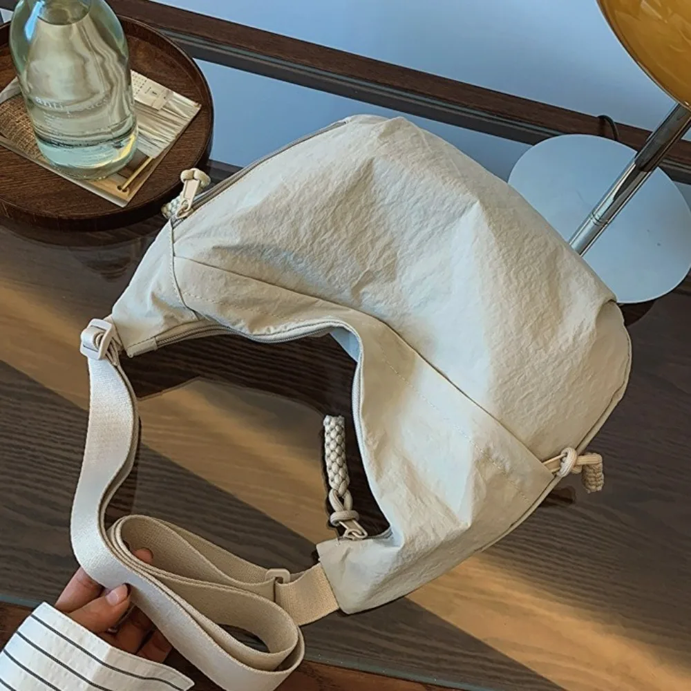 Fashion Large Capacity Women Shoulder Bag Casual Solid Color Dumpling Bag Korea Nylon Crossbody Tote Travel