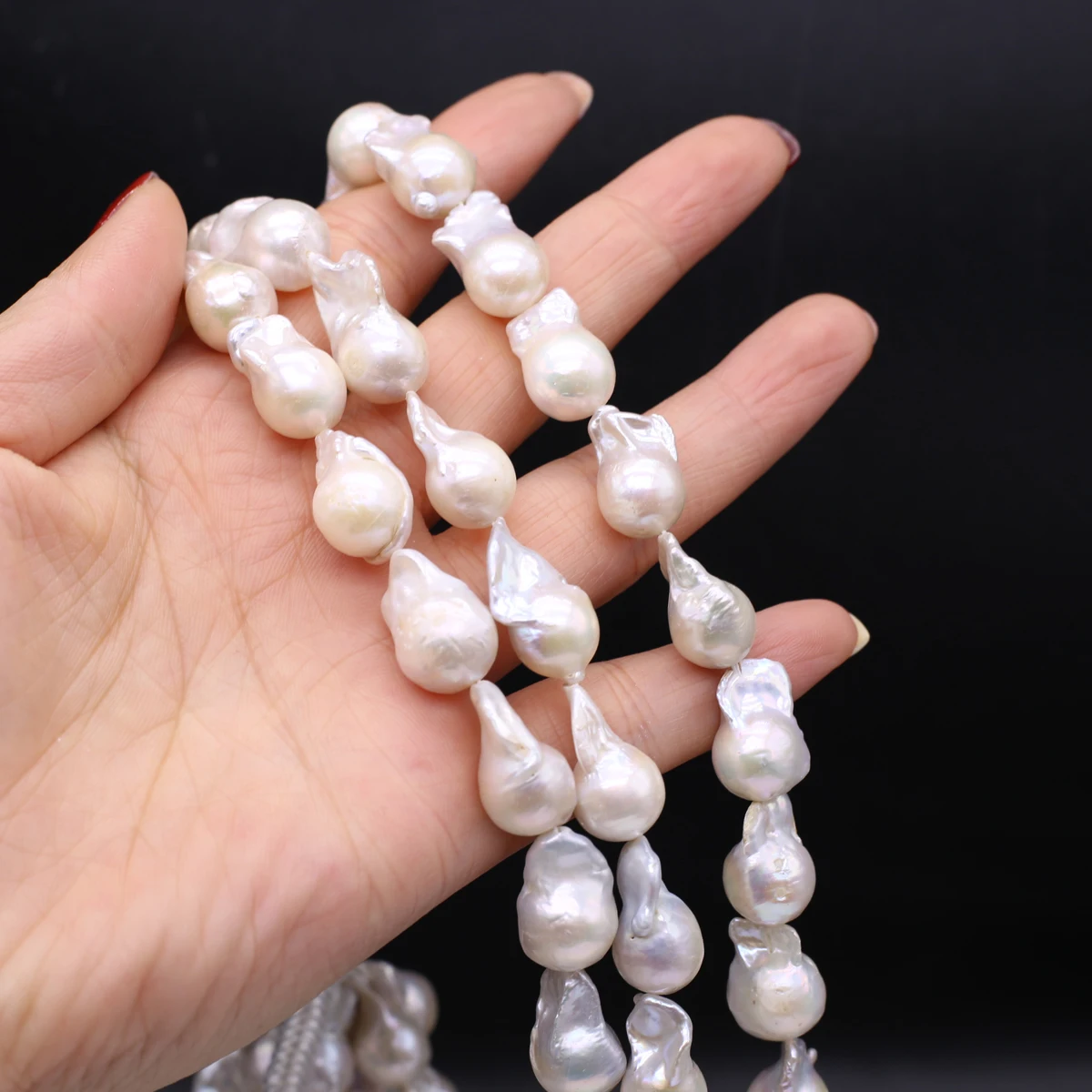 1string Natural Freshwater Pearl Baroque Fish Tailed Beads Charms for DIY Women Men Necklace Jewelry Making Accessories