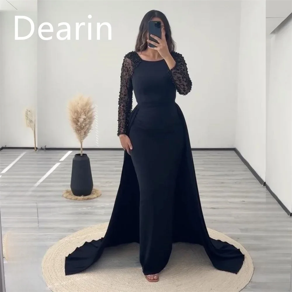 

Customized Evening Gown Dearin Jewel Column Floor Length Skirts Bespoke Occasion Dresses Saudi Arabia Formal Prom Dress