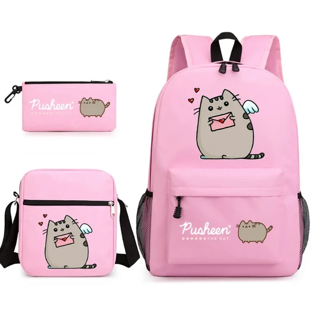 3pcs Kawaii Pusheen Cat zaini Cartoon Pusheen Cosplay zaini ragazzi ragazze Penbag borsa da pranzo borsa da viaggio regalo di compleanno per bambini AliExpress