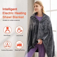 Wearable Heating Electric Blanket Shawl 3 Heating Levels Fast Heating USB Electric Heated Blanket 9 Heated Areas Flannel Velvet