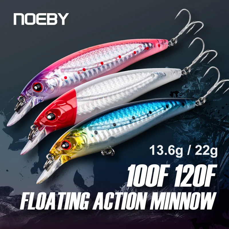 

Noeby 3pcs Jerkbait Floating Minnow Fishing Lures 100mm 13.6g 120mm 22g Long Cast Wobblers Artificial Bait Sea Fishing Baits