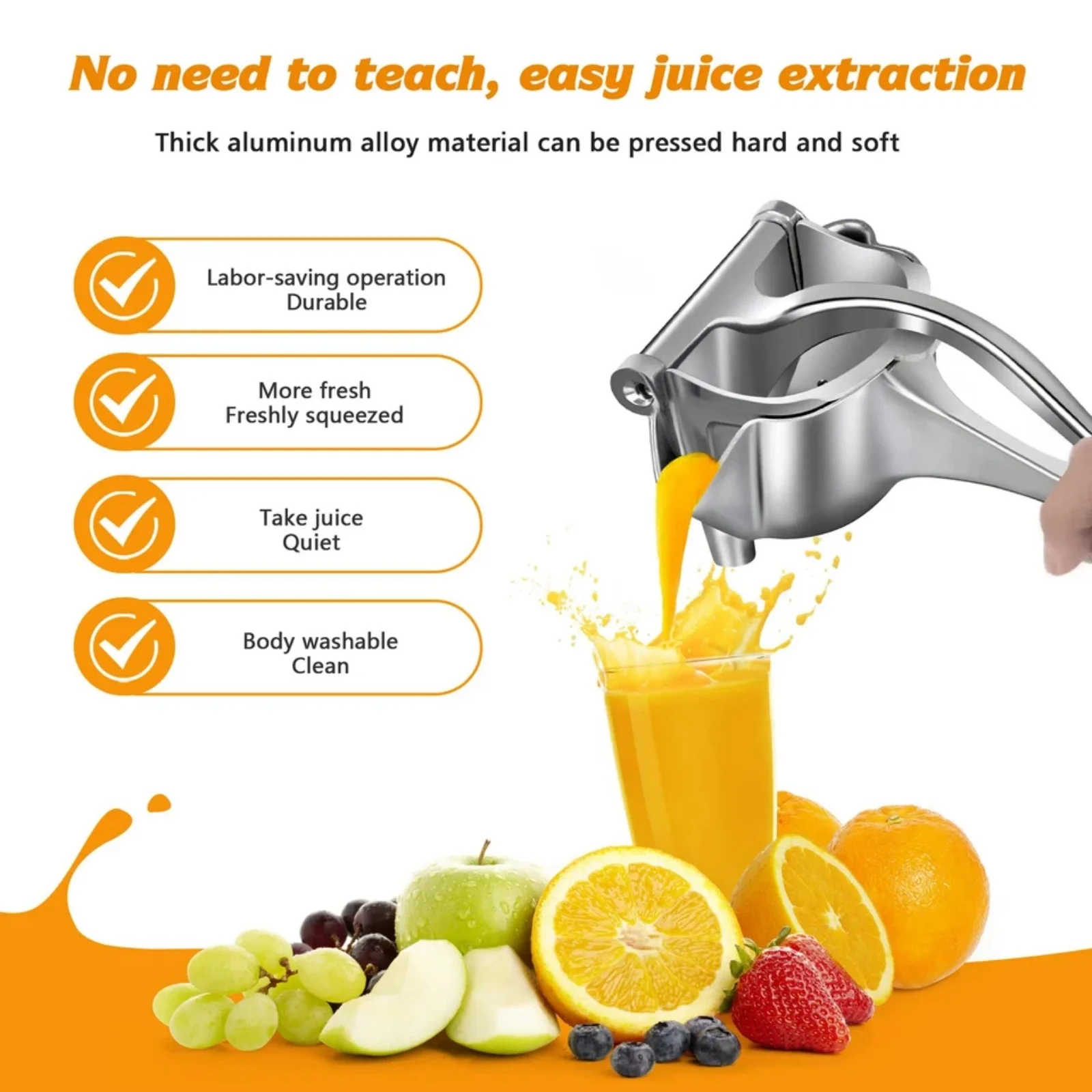 Lemon Squeezer Stainless Steel Manual Citrus Press Juicer Heavy Duty Rustproof view 2