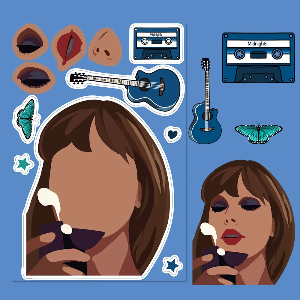 8 قطع من ملصقات شخصيات تجميع تايلور لتزيين الكمبيوتر المحمول وألواح التزلج وأجهزة الكمبيوتر المحمولة وملصقات الكتابة على الجدران الإبداعية #4