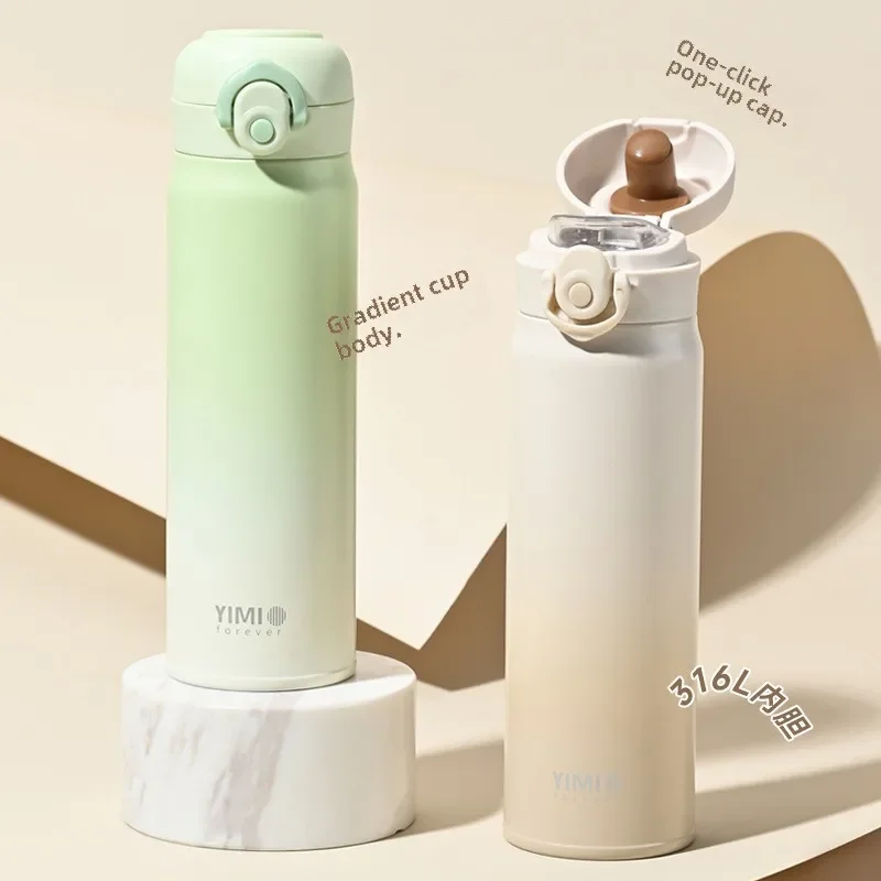 500 ml Große Kapazität Verdickte 316 Edelstahl Vakuum Wärmedämmung Tragbare Tumbler Thermoskanne Allmähliche Änderung Farbe Tasse