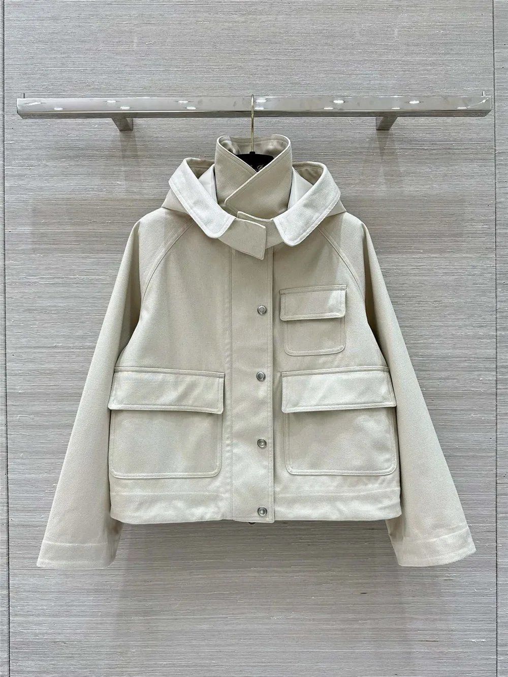 Autumn Winte L*P Linen Hooded Laminated Casual Workwear Jacket  casual short Trench Coat Women's Clothing