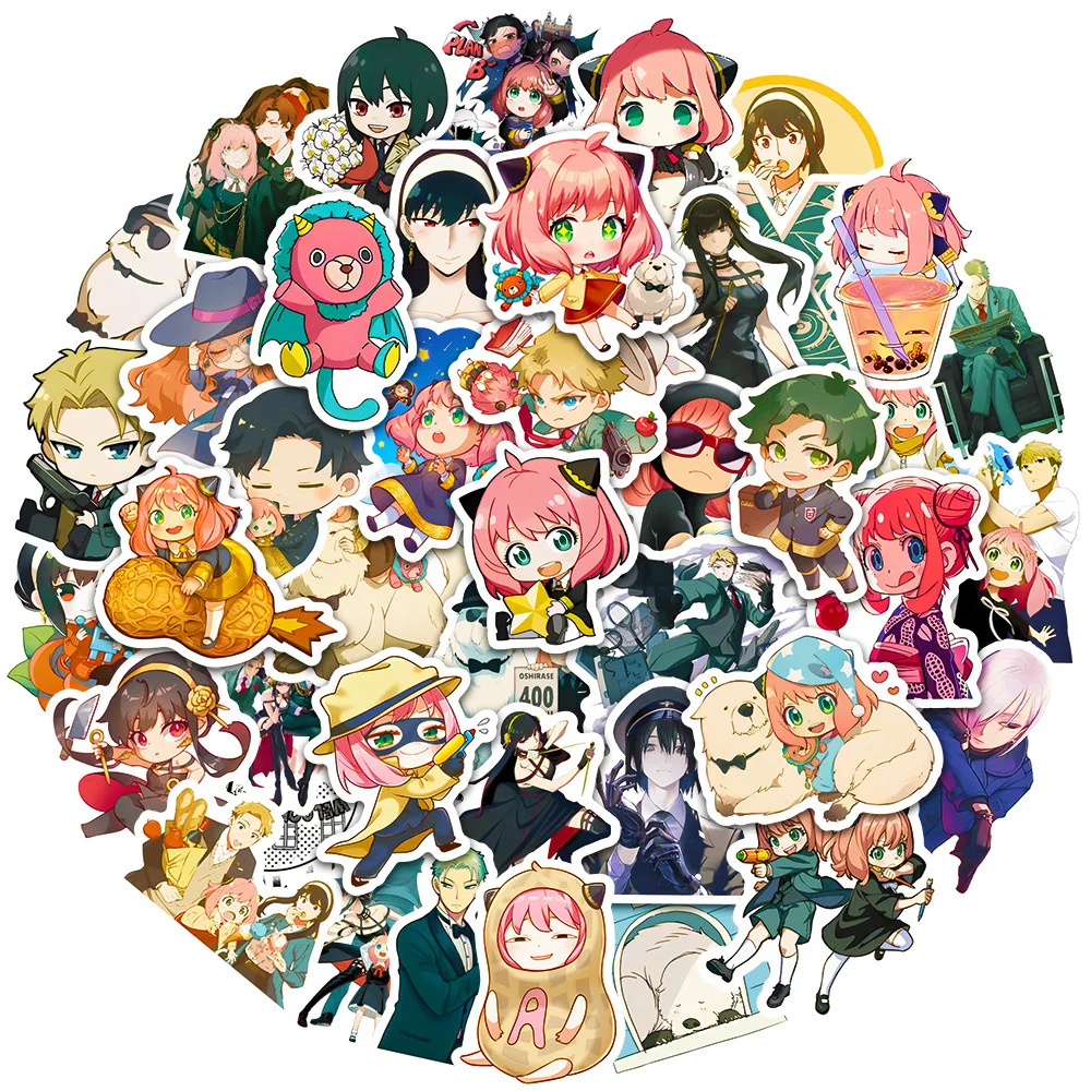 ملصقات عائلة spyx ، Yor Loid ، Anya ، جماليات ، كمبيوتر محمول ، دفتر ملاحظات ، هاتف ، حقيبة ، لعبة ملصقات للفتيات كاواي ، 10 ، 30 أنيمي ، 50