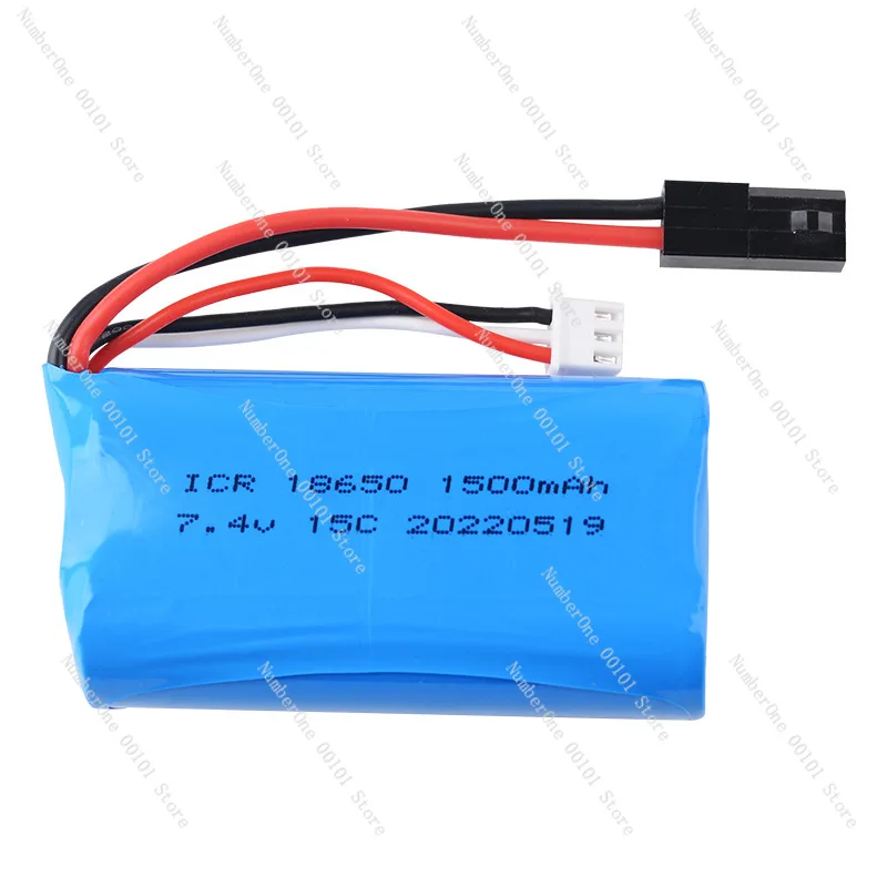 7.4V 1500mAh lithium battery, with Weili 12402a 12428 high-speed remote control car cylinder 18650