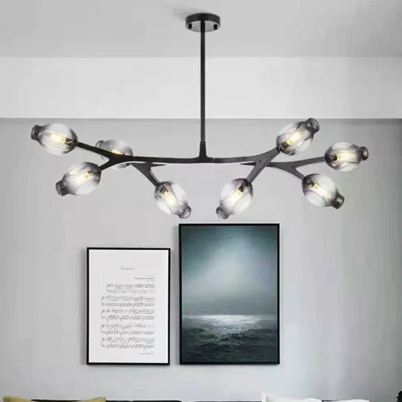 2019 New Modern  Pendant Lamp for Dining Room Bedroom Kitchen Light Angle-adjusting chandelier for branch design glass lamp