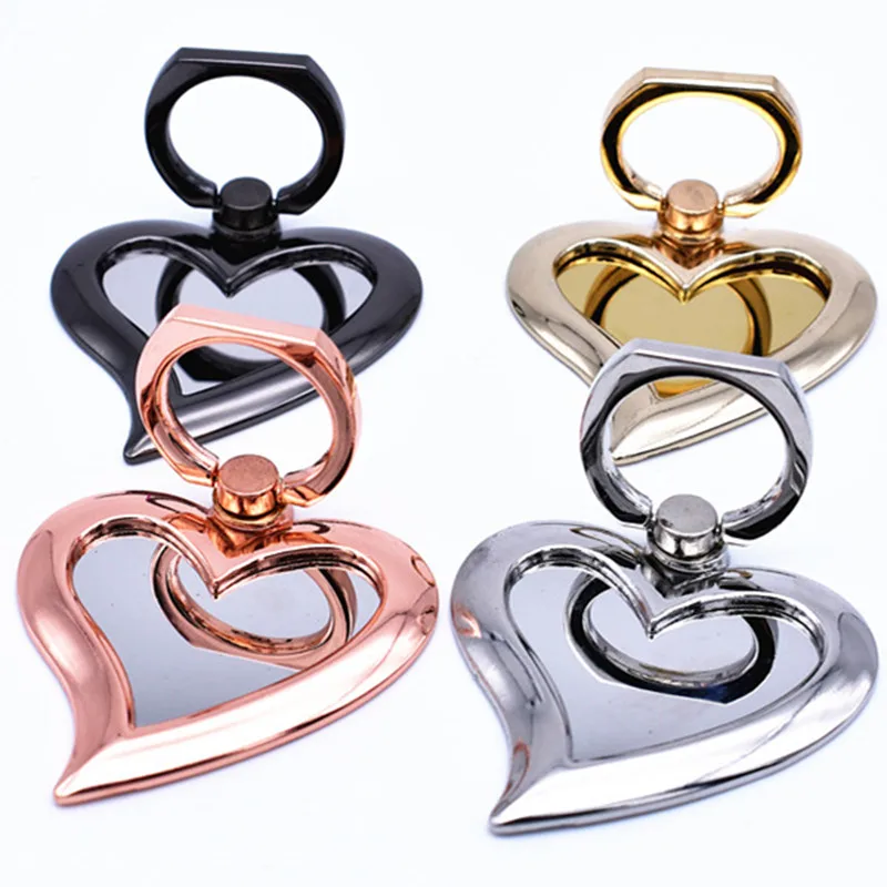 معدن قلب مرآة 360 درجة حامل هاتف المحمول حامل البنصر الهاتف المحمول girp للهواتف الذكية حامل هاتف حامل