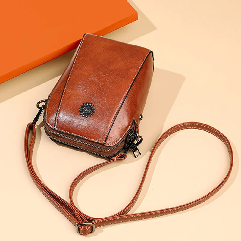 Damska torba designerska Vintage Crossbody miękkie skórzane torby na ramię pokrowce na telefon komórkowy codzienne torby damskie