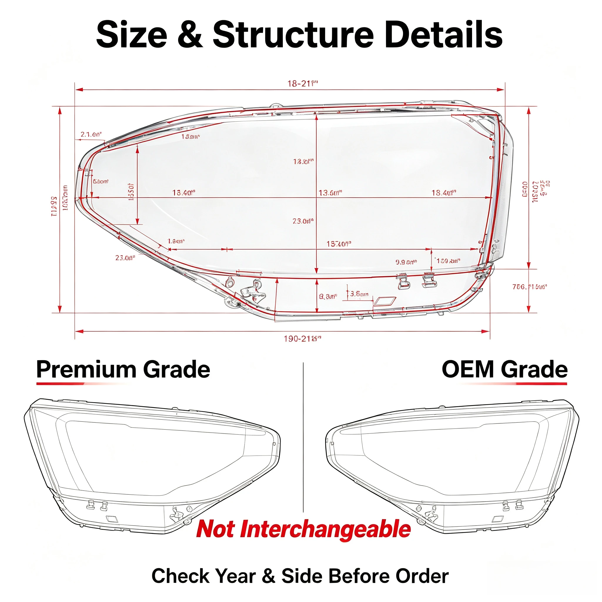 Moggic Headlight Lens Cover Compatible With Toyota Tundra 2018 2019 2020 2021 SR5 Limited Platinum TRD Pro Left Right Side Clear