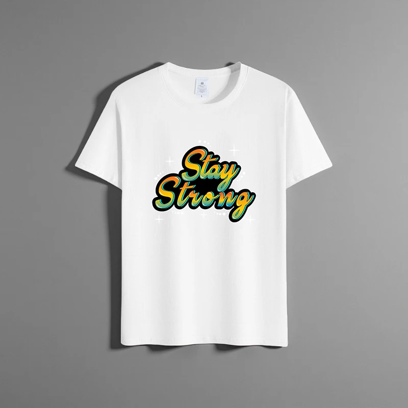 

Summer new unisex versatile pure cotton T-shirt fashionable casual round neck top breathable loose fit print short sleeved shirt