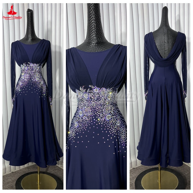 Ballroom Dance Long Sleeves Professional Practise Dresses for Women Adult Waltz Foxtrot Tango Competition Clothing Customize