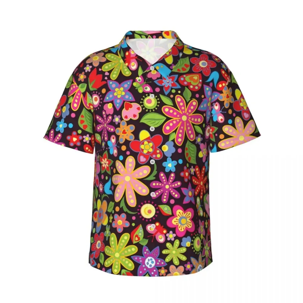 Flower Power Casual Shirt Hippie Floral Petals Vintage Summer Shirts Man Short Sleeve Beach Harajuku Design Oversize Blouses