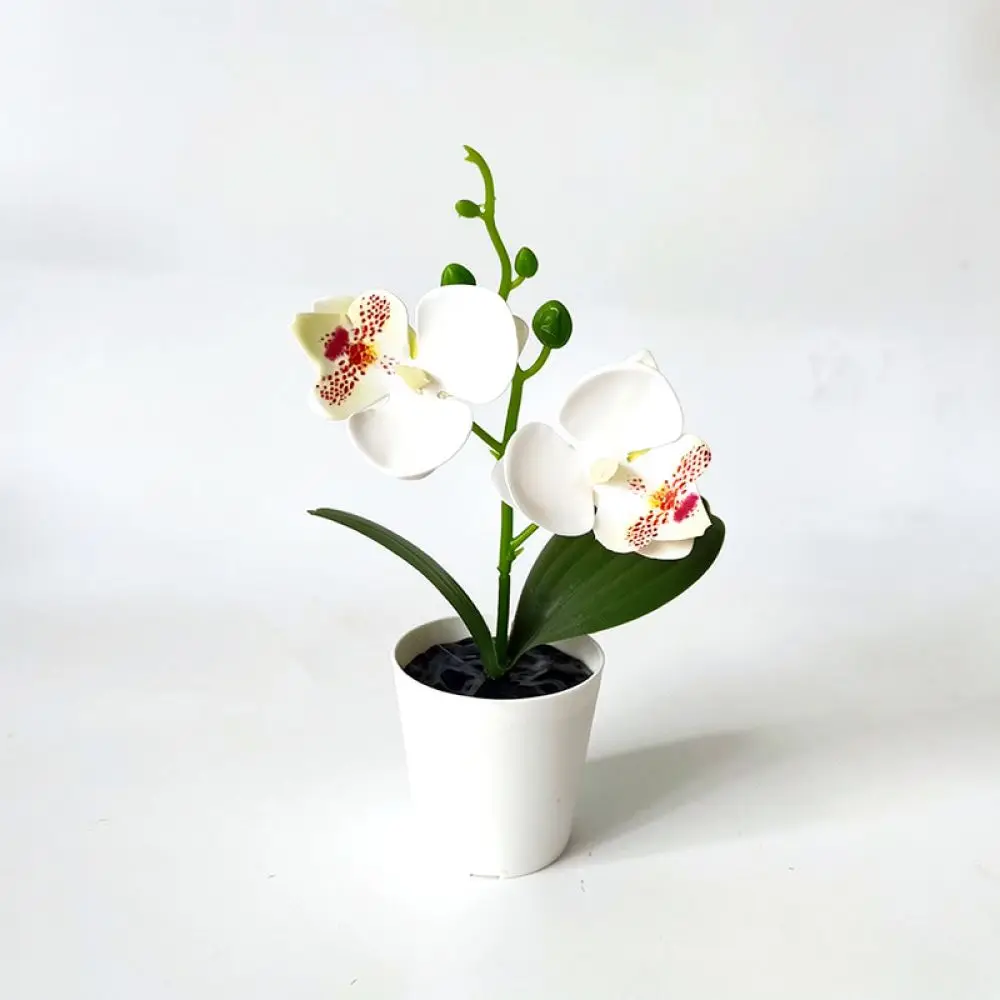 Artificial Phalaenopsis Potted Plant Mini Simulation Orchid Flower Desktop Ornament Fake Floral Decor For Home Living