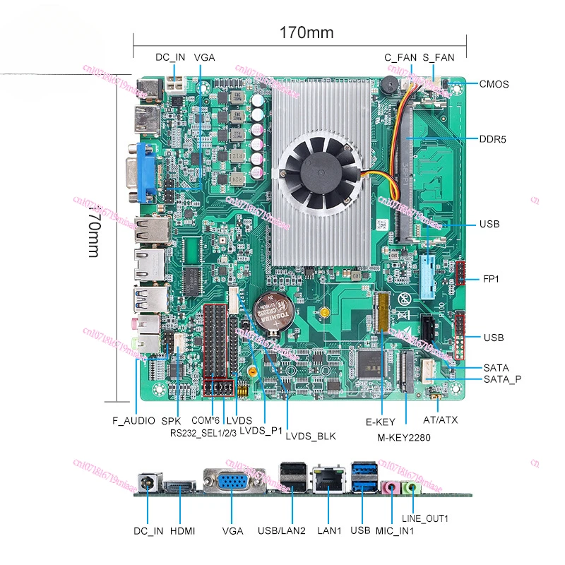 Industrial Control Mainboard N100/200/300 Dual Network 3 Display 6com Port Commercial  Self-Service Terminals ITX