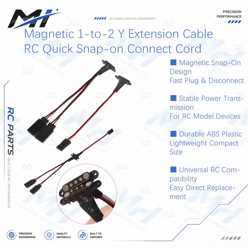 Magnetic 1-to-2 Y Extension Cable JR Plug Quick Disconnect for RC Car Drone Helicopter