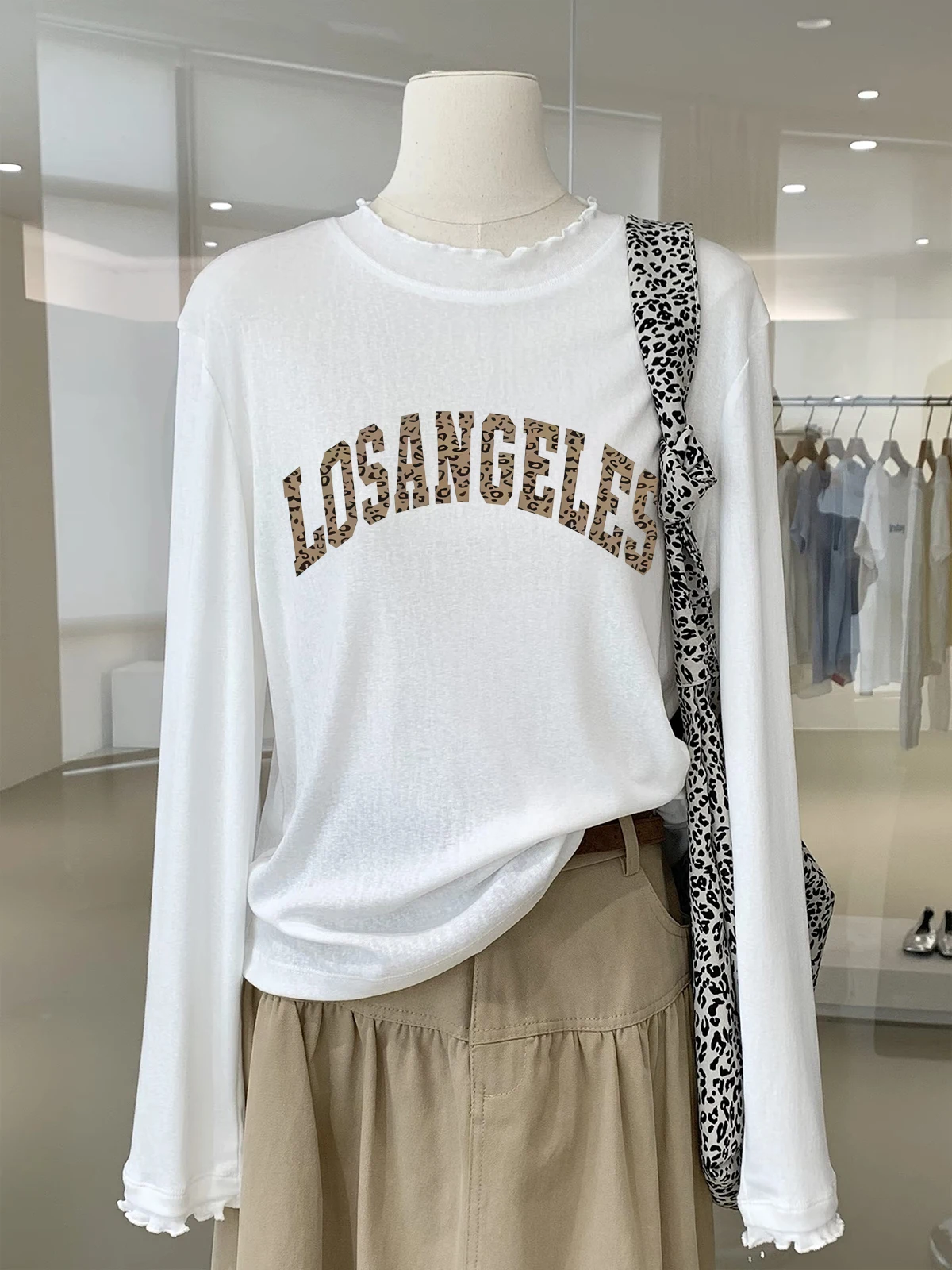Korean Style Long Sleeve T-Shirt Women's Skin-friendly Comfortable Base Layer Shirt Trendy Overlap Wear Soft Cotton Tee