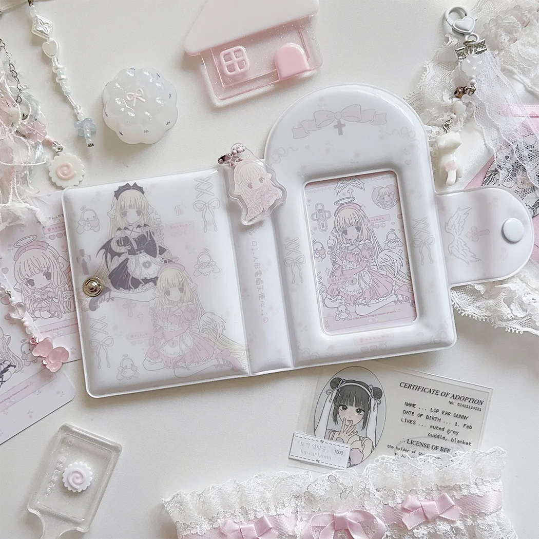 

Cute Twin Girls Card Album, Kawaii Single Pocket 3x3 Inch Photo Book for Idol Polaroid Pic Storage, Gift for Girl