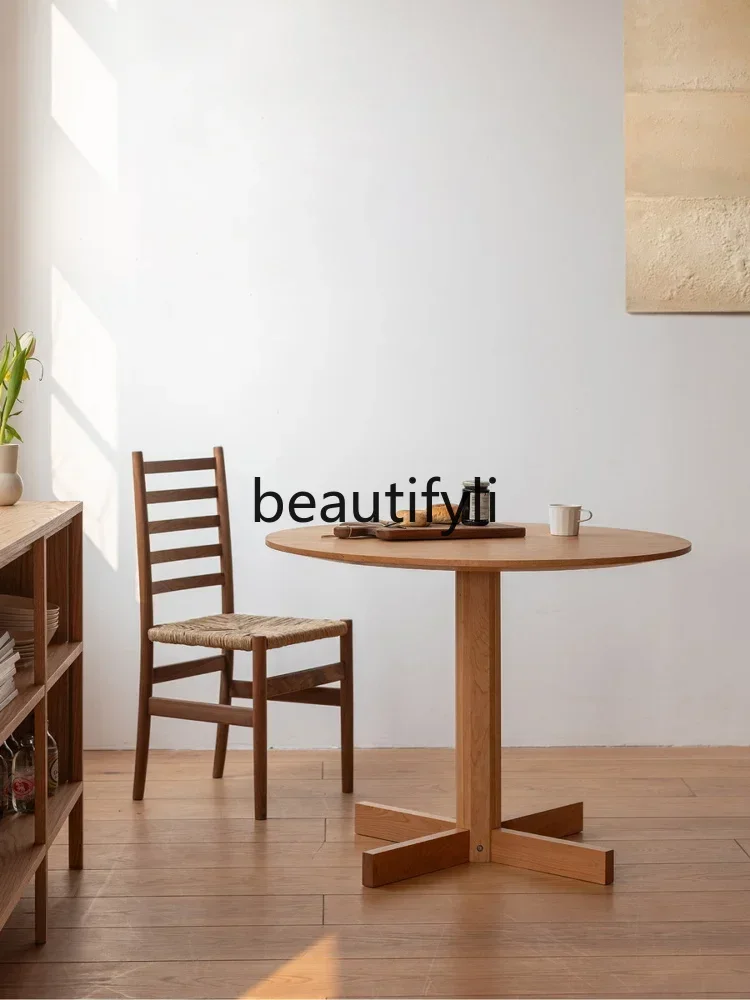 M178 Small round table, round dining table, small apartment modern simple Japanese solid wood table