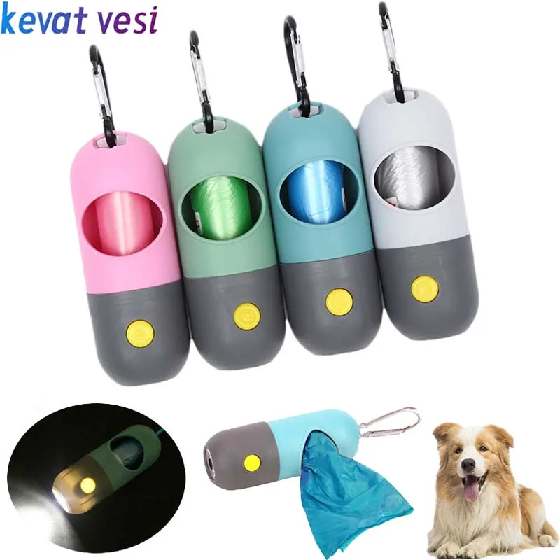 

Pet Dog Poop Bags Dispenser Portable Led Light Pet Poop Waste Bag Holder Outdoor Dog Trash Bags Dogs Cats Cleaning Supplies