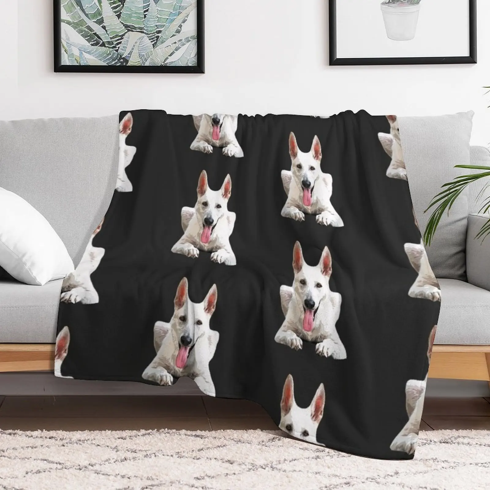 White Swiss Shepherd White German Shepherd Throw Blanket Beach christmas decoration Blankets