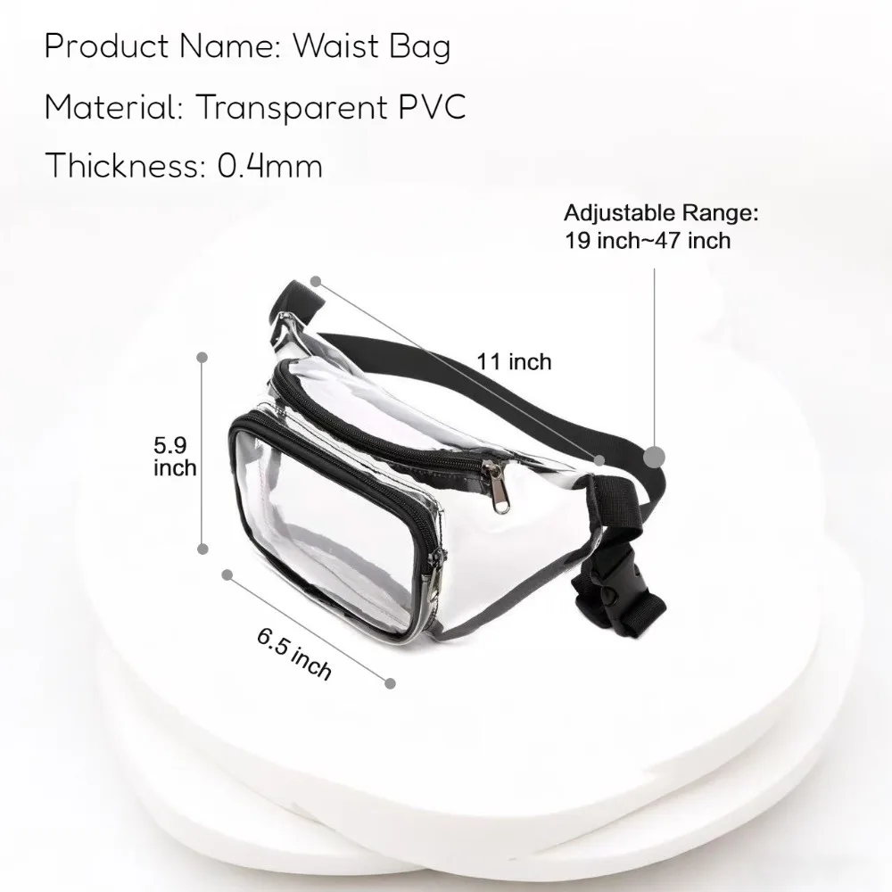 Clear Fanny Pack Transparent PVC Multi Color Adjustable Belt Bag Waterproof Hands Free Stadium Approved Concerts Women Girls Gym view 3
