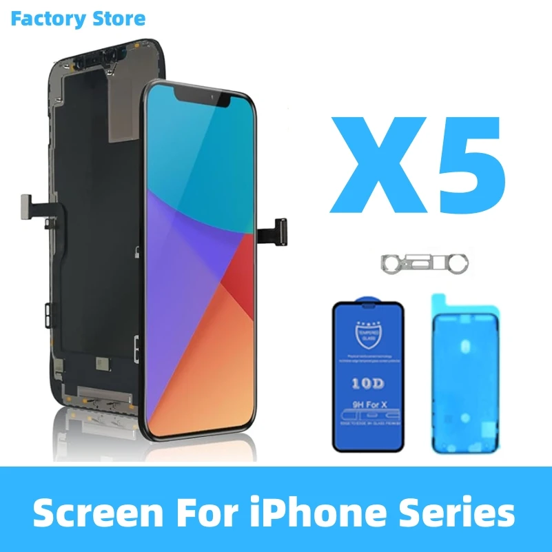 5PCS/Lot AAA Quality Screen For iPhone X XR XS 11 12 13 Pro MAX Incell Oled Screen Replacement For iPhone 11 12 13 Oled FHD Test