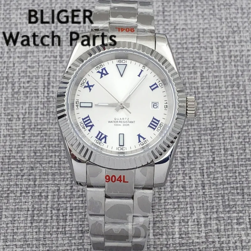 BLIGER 36 مللي متر 39 مللي متر للرجال موضة روندا 515 كوارتز ساعة اليد الصلب الغوص ساعة للرجال الياقوت مضيئة الرومانية الهاتفي Reloj Hombre