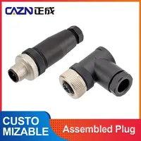 CAZN M12 Plastic Assembled Plug Straight to Angled Screw Connector 3/4/5/8 Core D-Type 12PIN Welding Connector