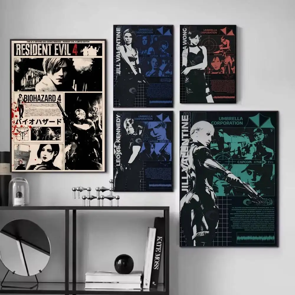 Horror Game Adventure Series Manga Posters Fancy Wall Sticker for Living Room Bar Decoration R-ResidentS E-EvilS Wall Decor
