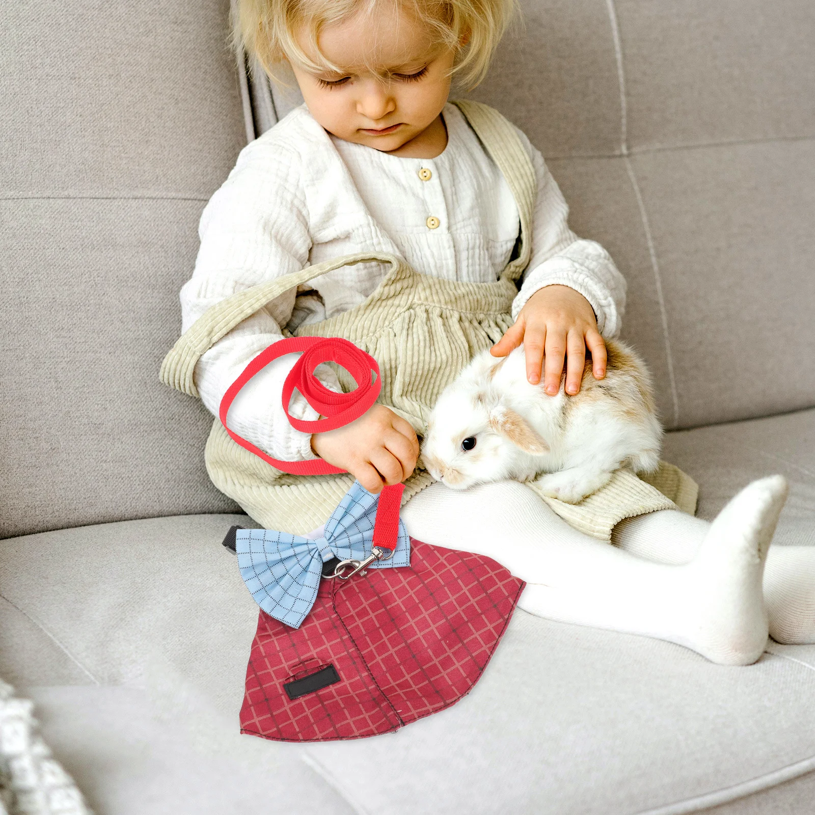 

1 Set Bunny Leash Gentleman Style Soft Breathable Rabbit Outfit For Outdoor Festive Occasions Adjustable Fit Small Pets M Rabbit