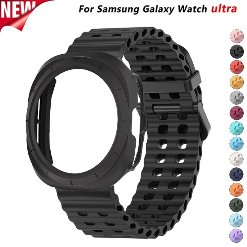 

Чехол + ремешок для Samsung Galaxy Watch 7 Ultra 47 мм, спортивный силиконовый ремешок, чехол для ПК, защитный чехол для Galaxy Watch 7 Ultra Accessori